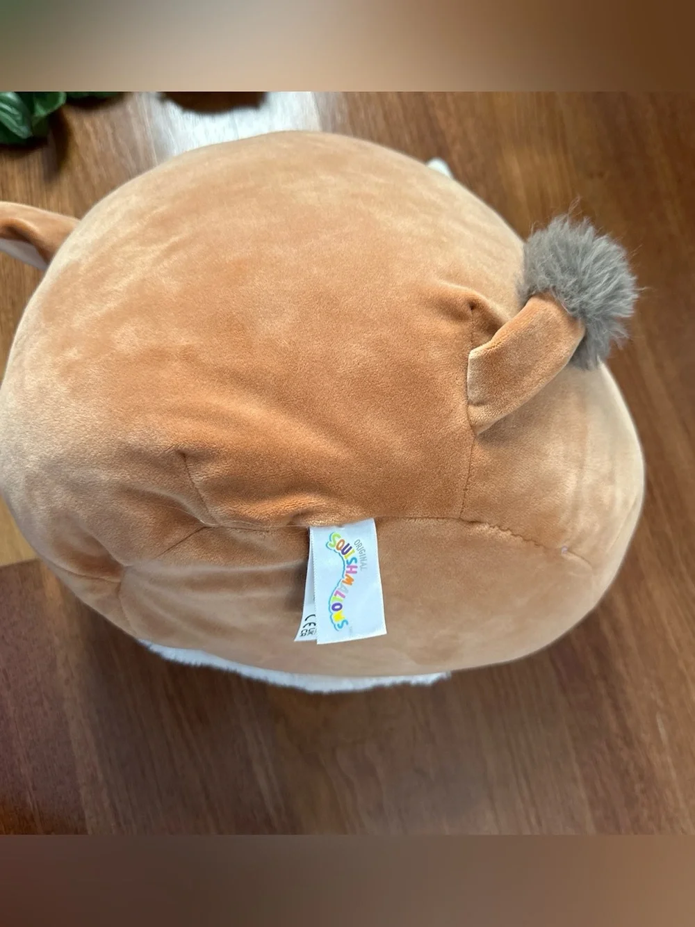 Squishmallows Brown and White Bull Plush Pillow